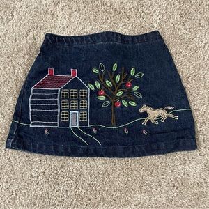 Lands End Girls Denim Embroidered Skirt 2T